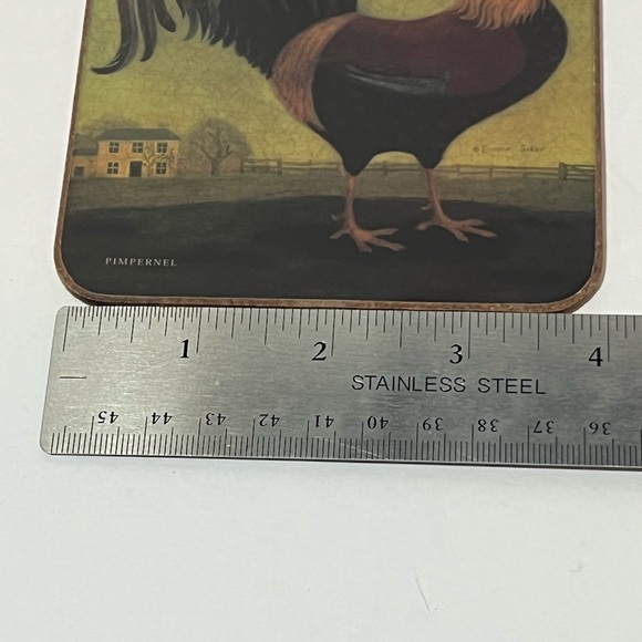 Vintage Pimpernal Set of 6 Rooster Coasters Cork Backed Chicken Farmhouse - Picture 10 of 14
